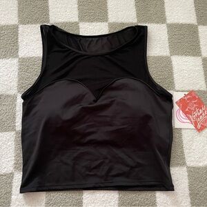 NWT Kortni Jeane Black Mesh Sweetheart Swim Top in size 2XL